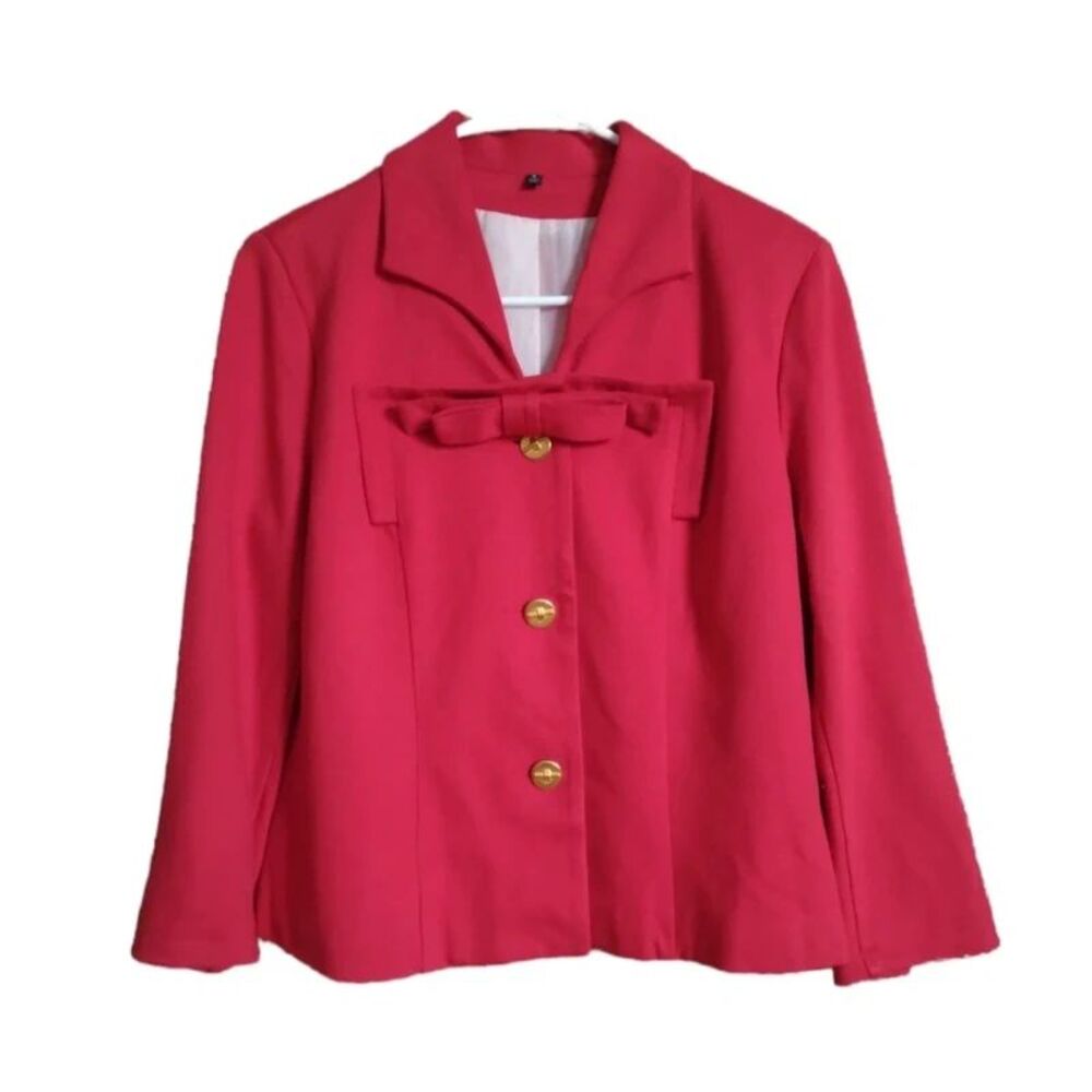 CAbi Love Carol Beau Scarlet Red Ponte Knit Button Front Jacket Women's Size 6